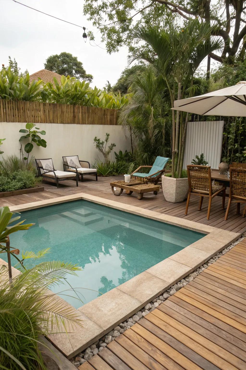 Wooden decking adds warmth and continuity to your pool area.