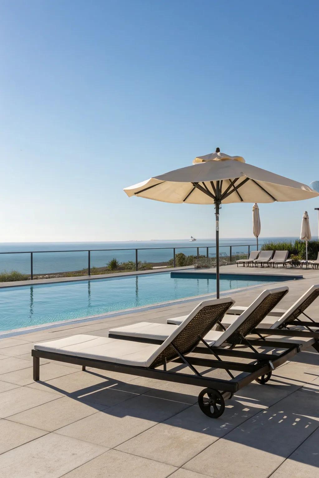 Sun loungers offer relaxation and style to your poolside.