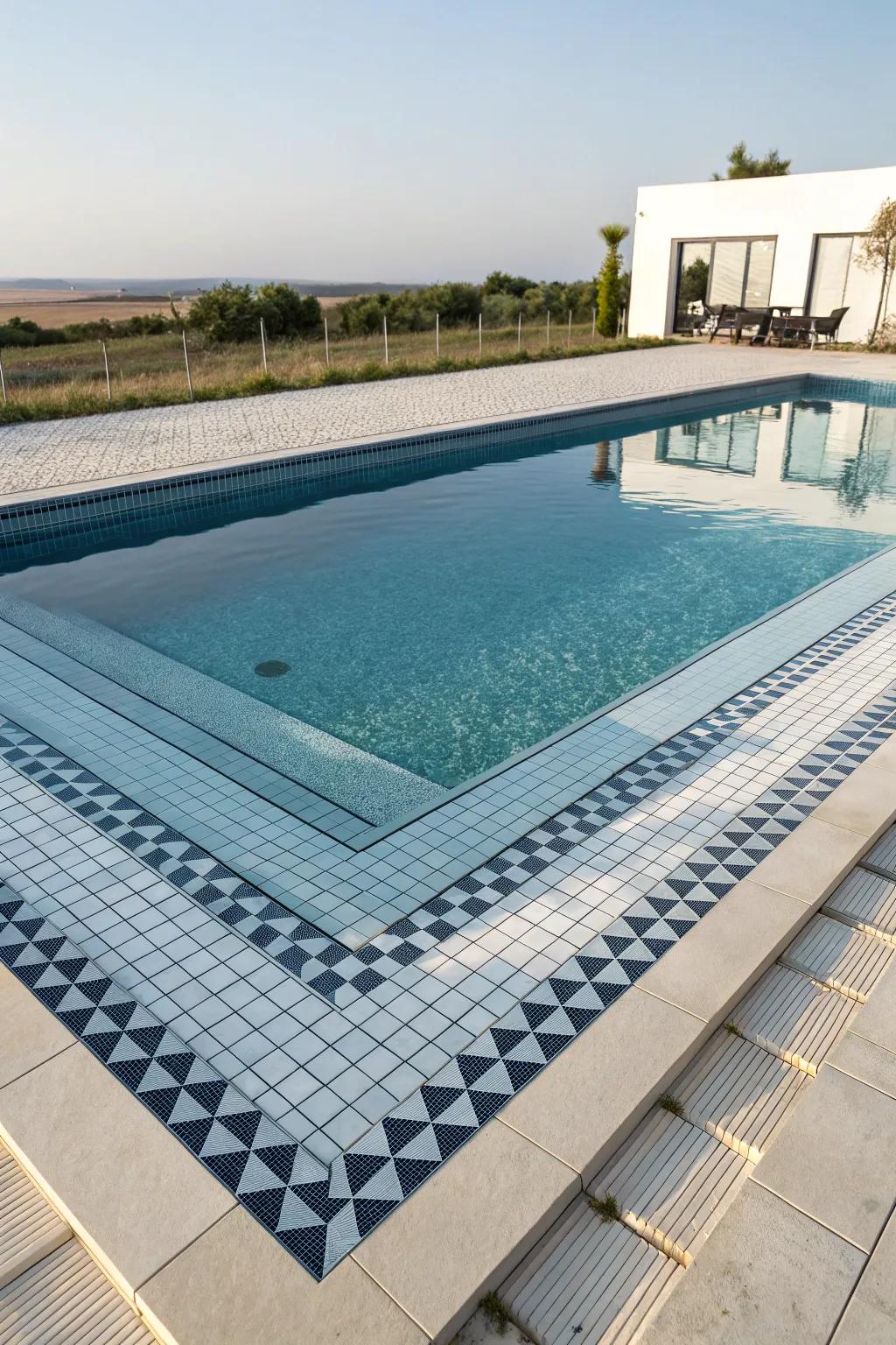 Tiles and pavers offer a sleek and modern poolside aesthetic.
