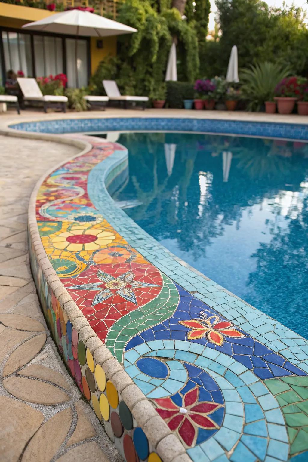Mosaic tiles infuse your pool area with color and art.