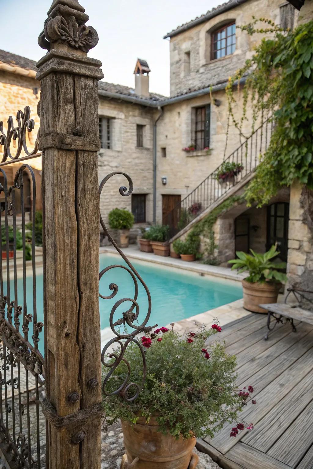 Vintage elements bring nostalgic charm to your poolside.