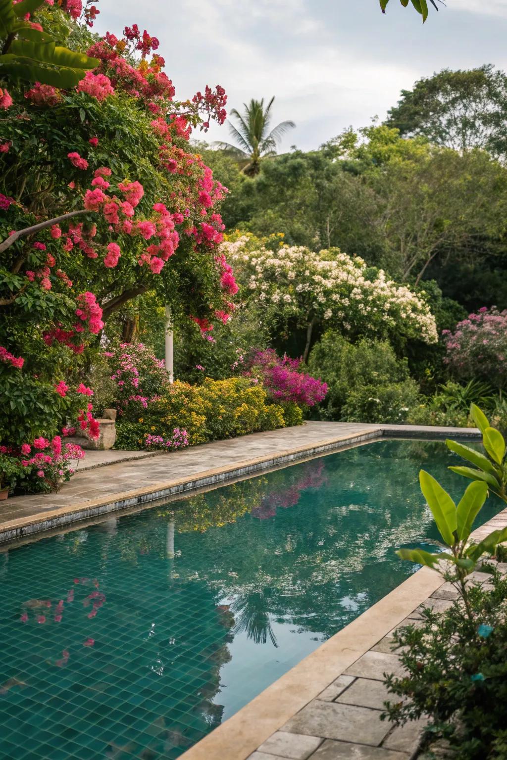 Lush landscaping transforms your pool area into a serene escape.