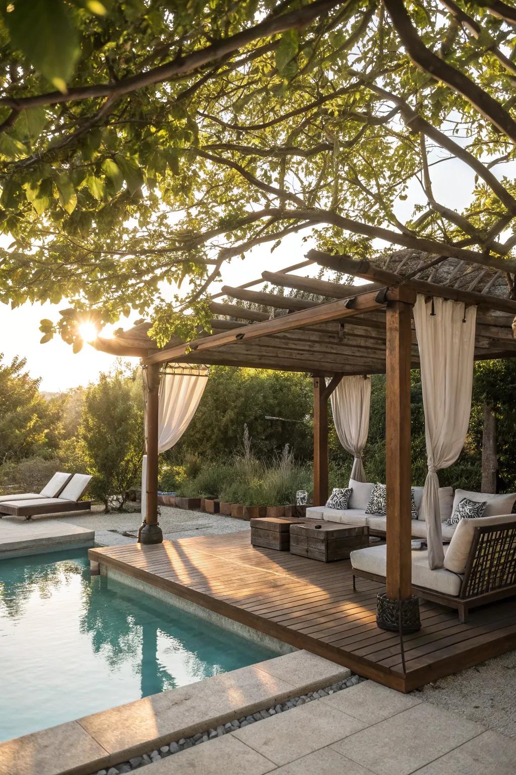 Pergolas provide stylish shade and comfort.