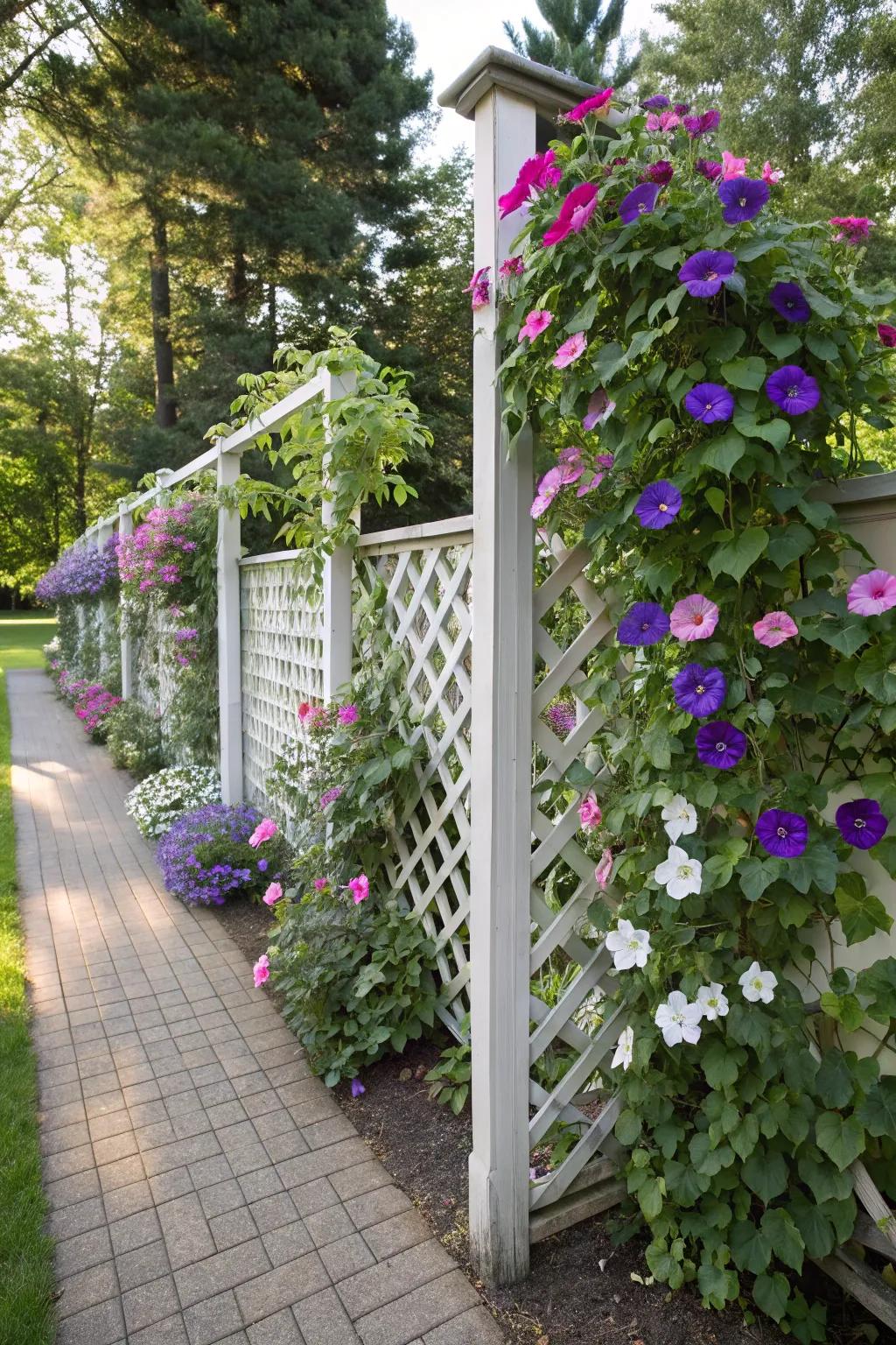 Lattice panels with vines offer a traditional, colorful cover.