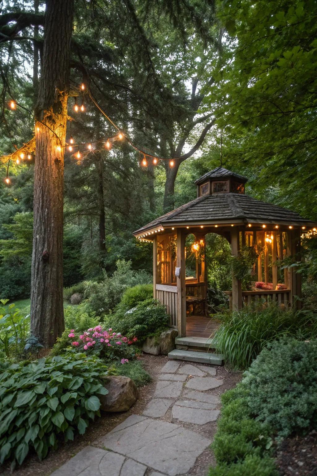 A secret garden pavilion for moments of tranquility.