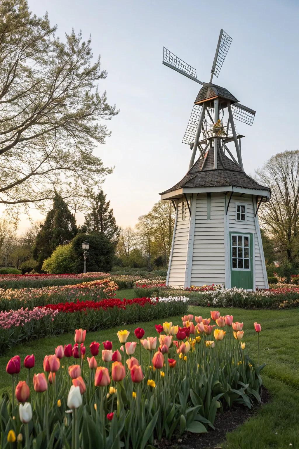 Miniature windmills bring a touch of countryside charm.