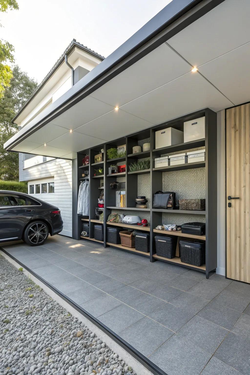 Smart storage keeps your carport clutter-free.
