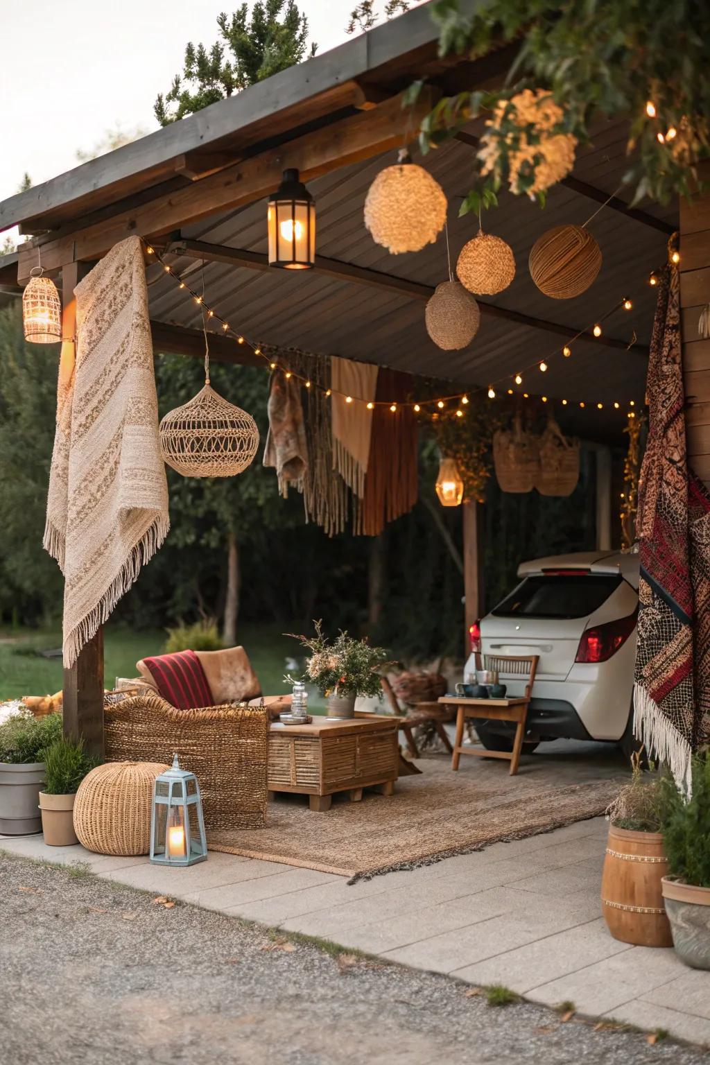 A themed carport decor brings personality to your space.