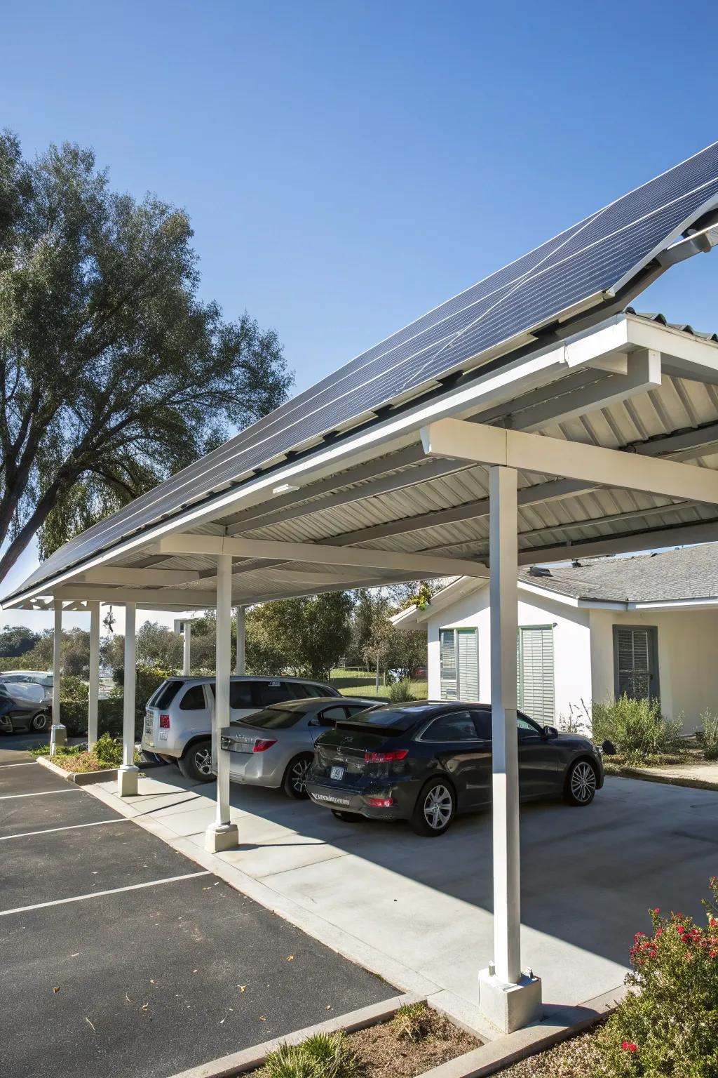 Solar panels bring sustainable energy to your carport.