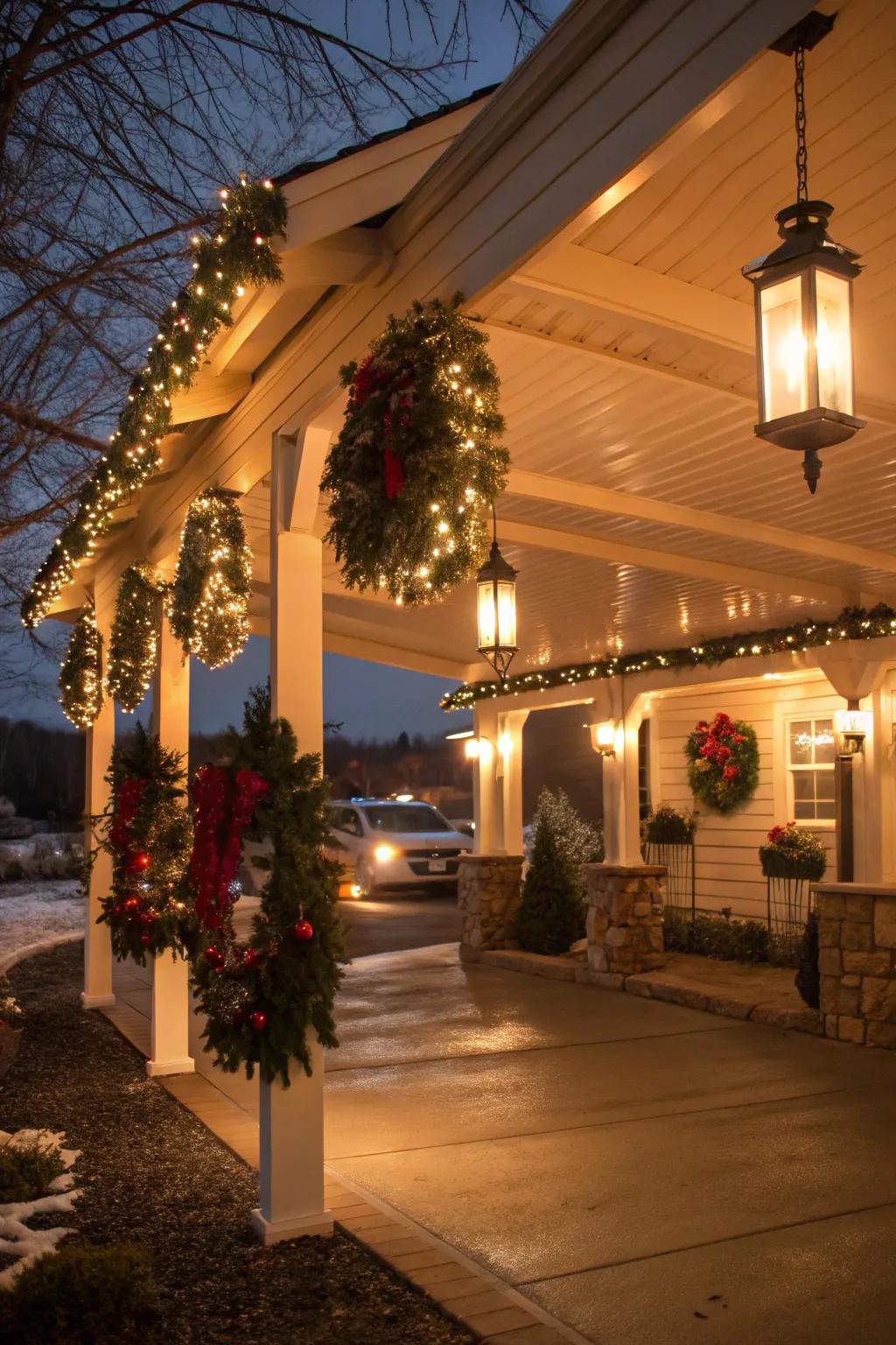 Seasonal decor keeps your carport lively and festive.