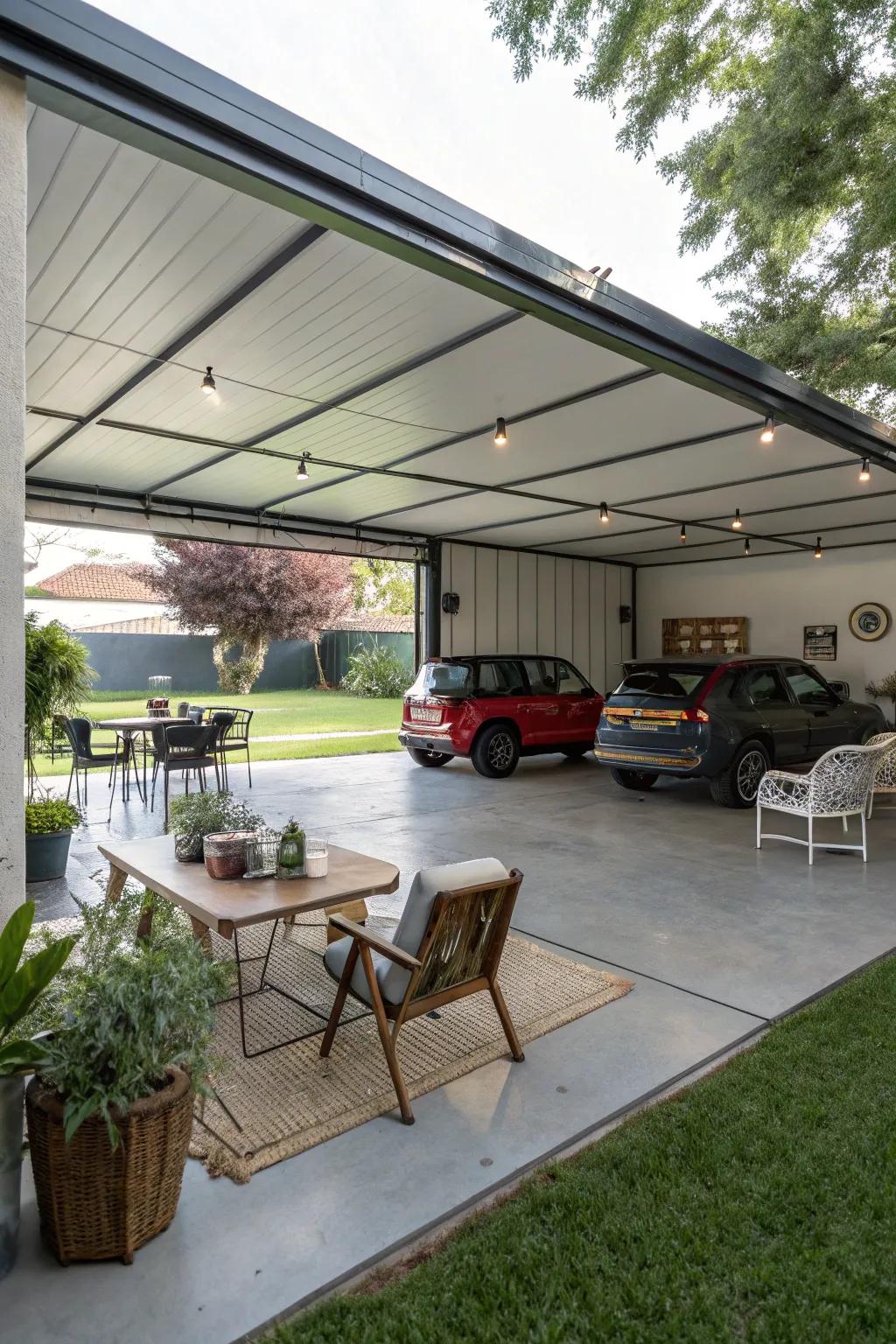 A multi-functional carport adapts to any occasion.