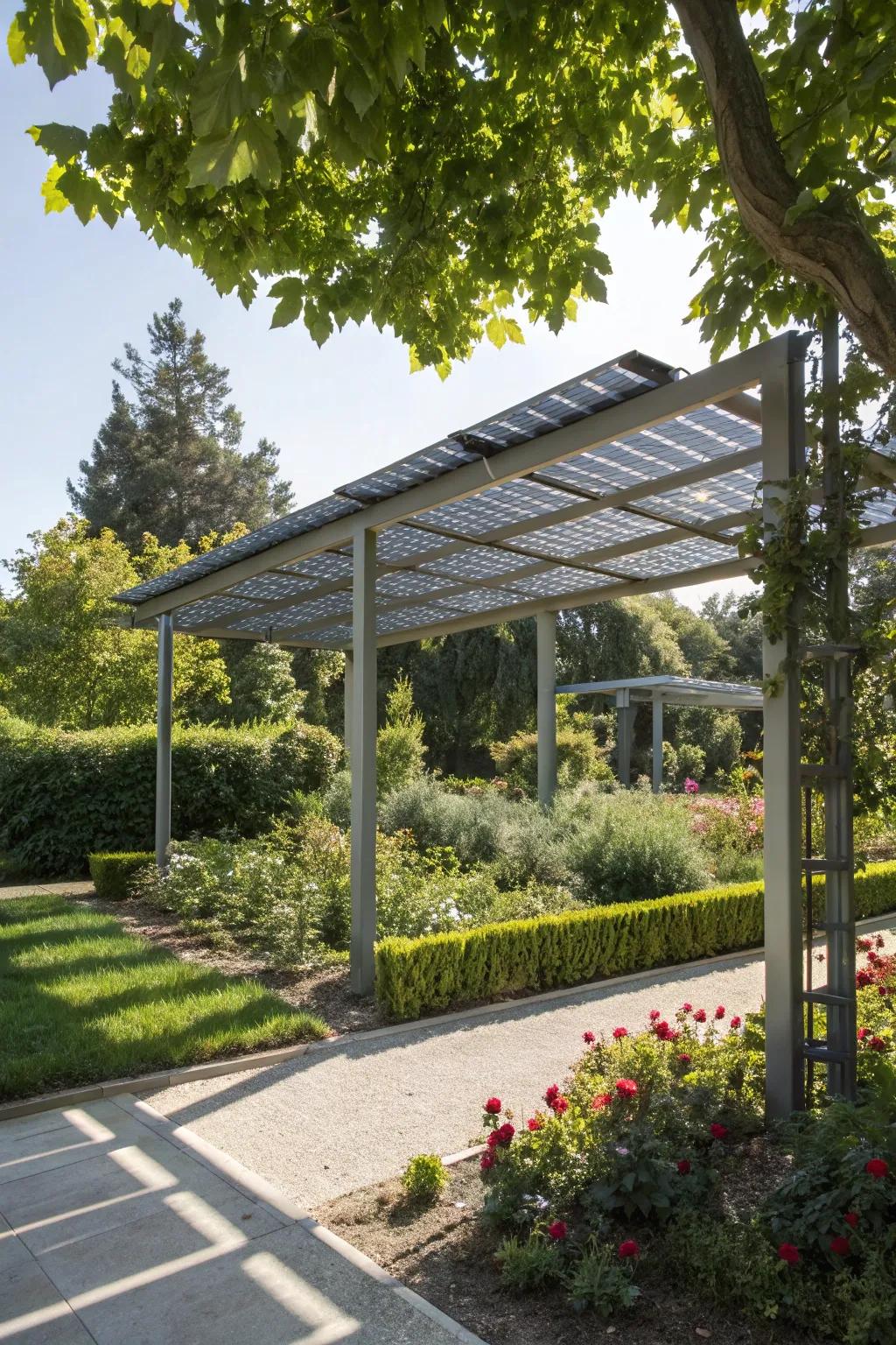 Solar panels make your pergola both stylish and sustainable.