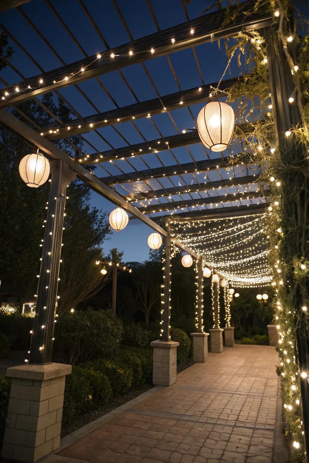 Lighting transforms your pergola into a nighttime haven.