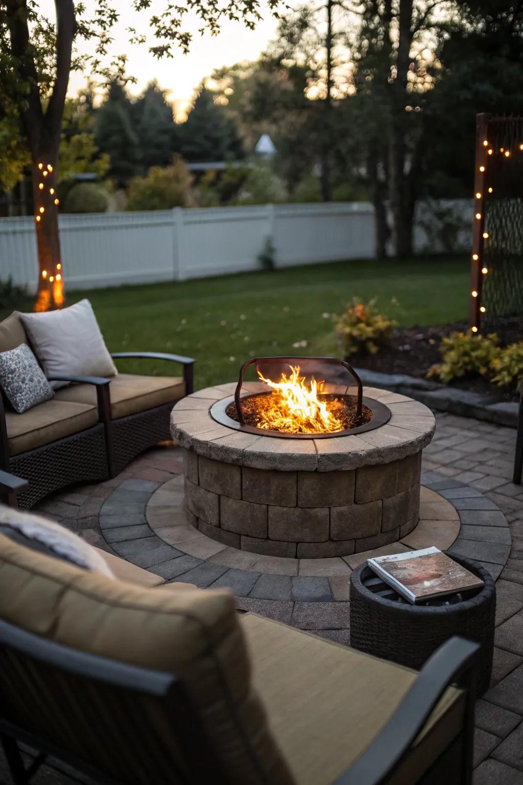 A compact fire pit brings warmth and a cozy atmosphere to your patio.