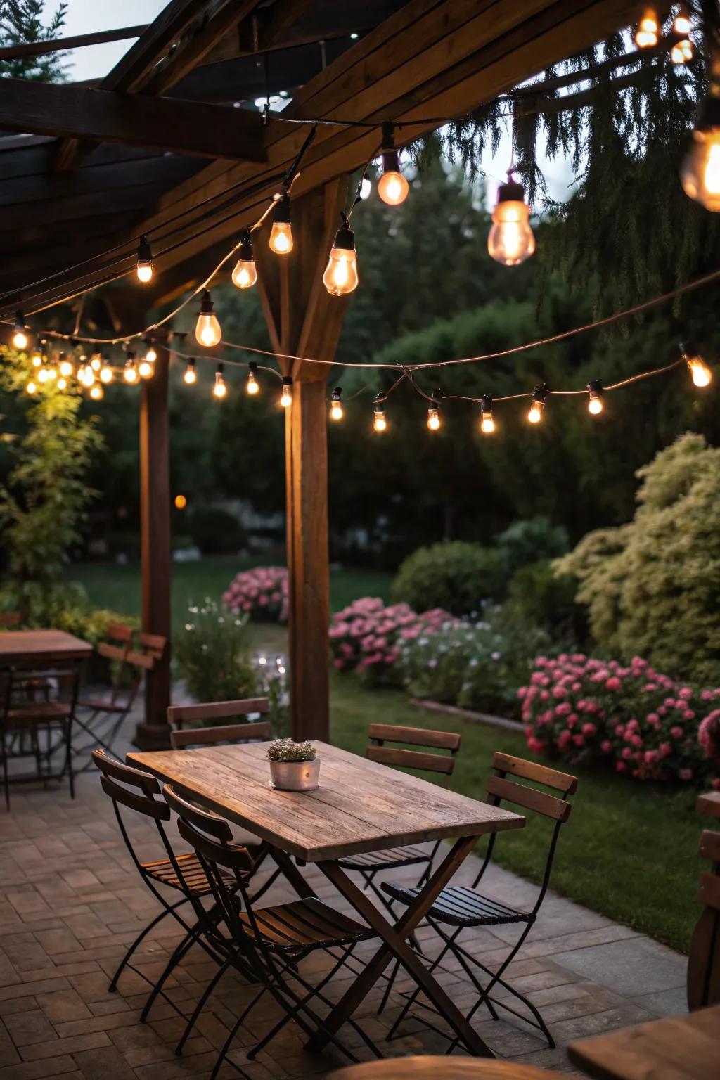 String lights can transform your patio into a magical evening retreat.