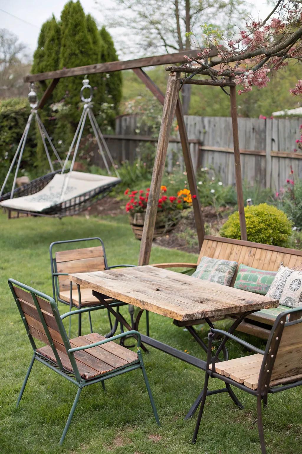 Reclaimed materials add character and sustainability.