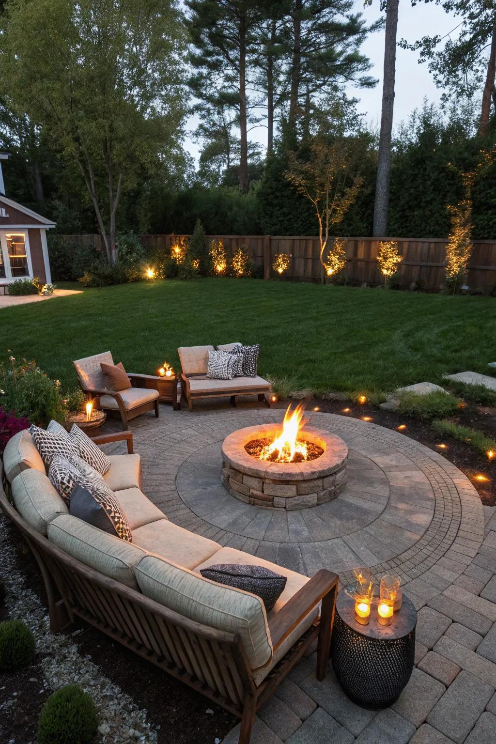 Fire features create a cozy centerpiece in any backyard.