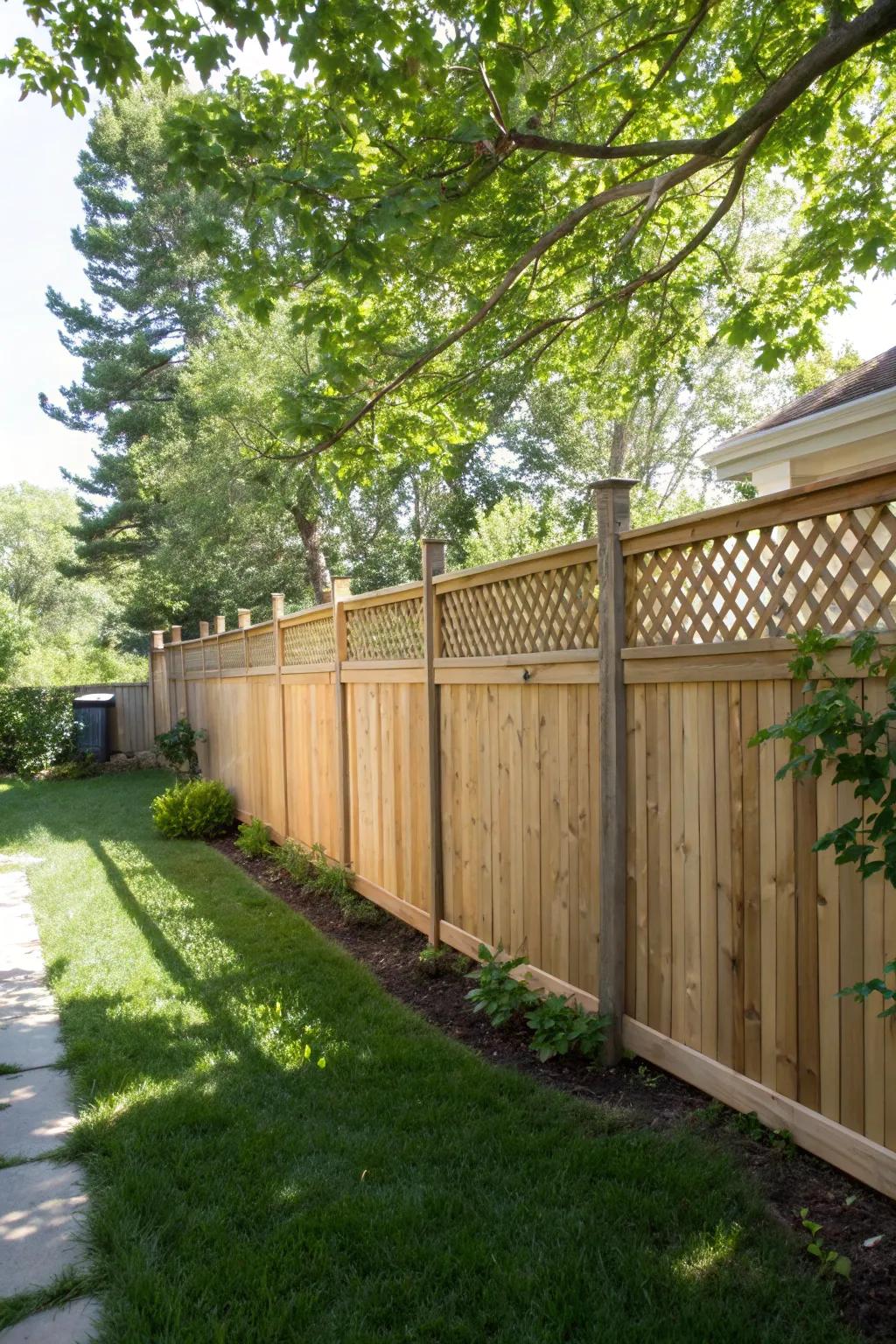 Enhance privacy with an elegant lattice top fence.