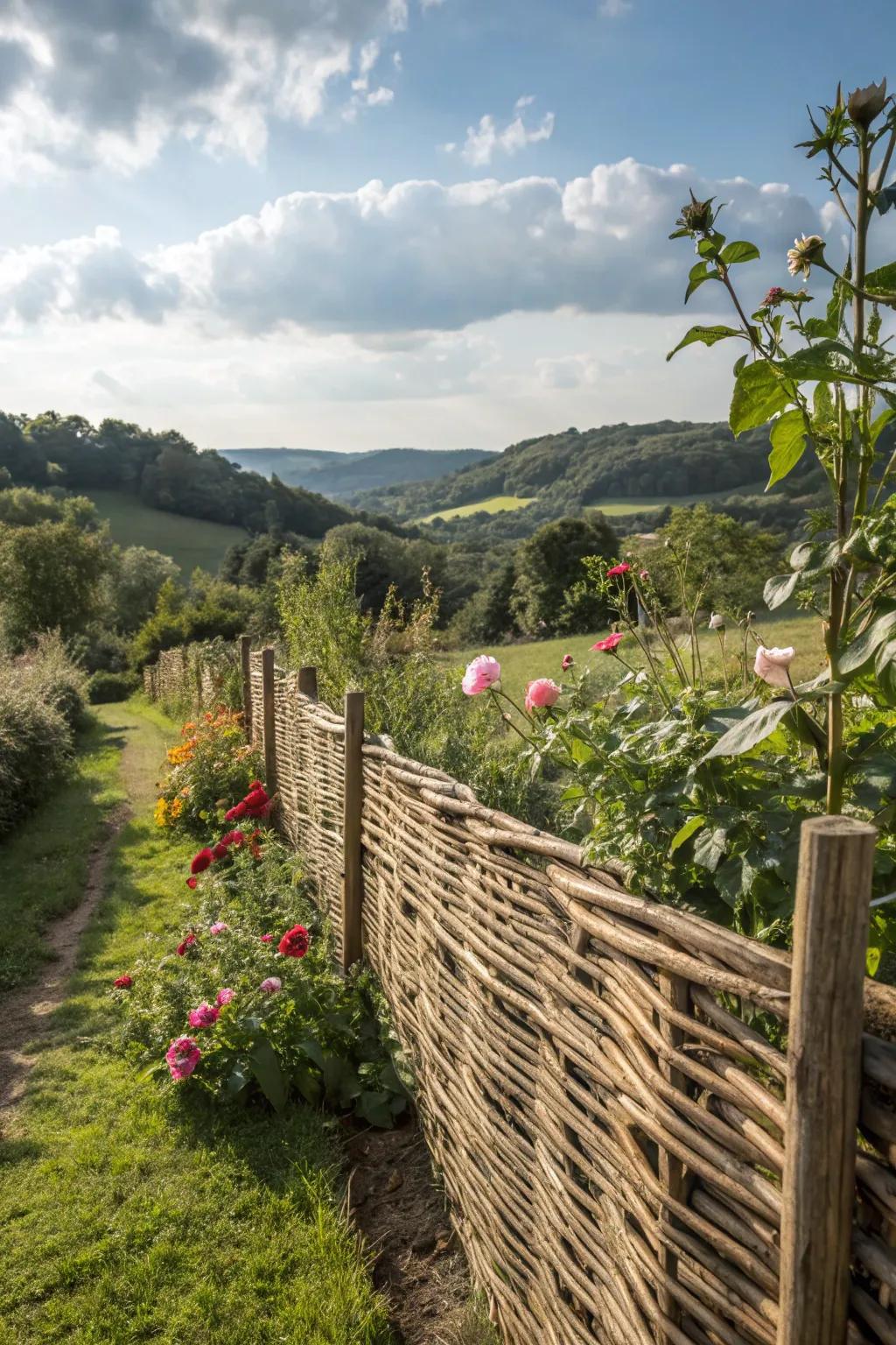 Rustic charm with a basket weave fence design.