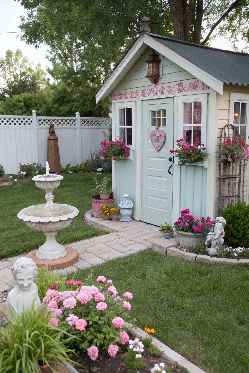 A personal retreat with a charming she-shed.