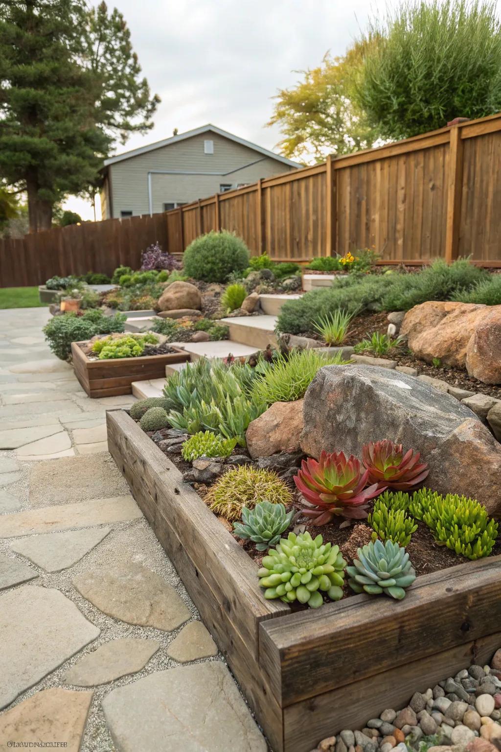 Stylish and modern rock garden.