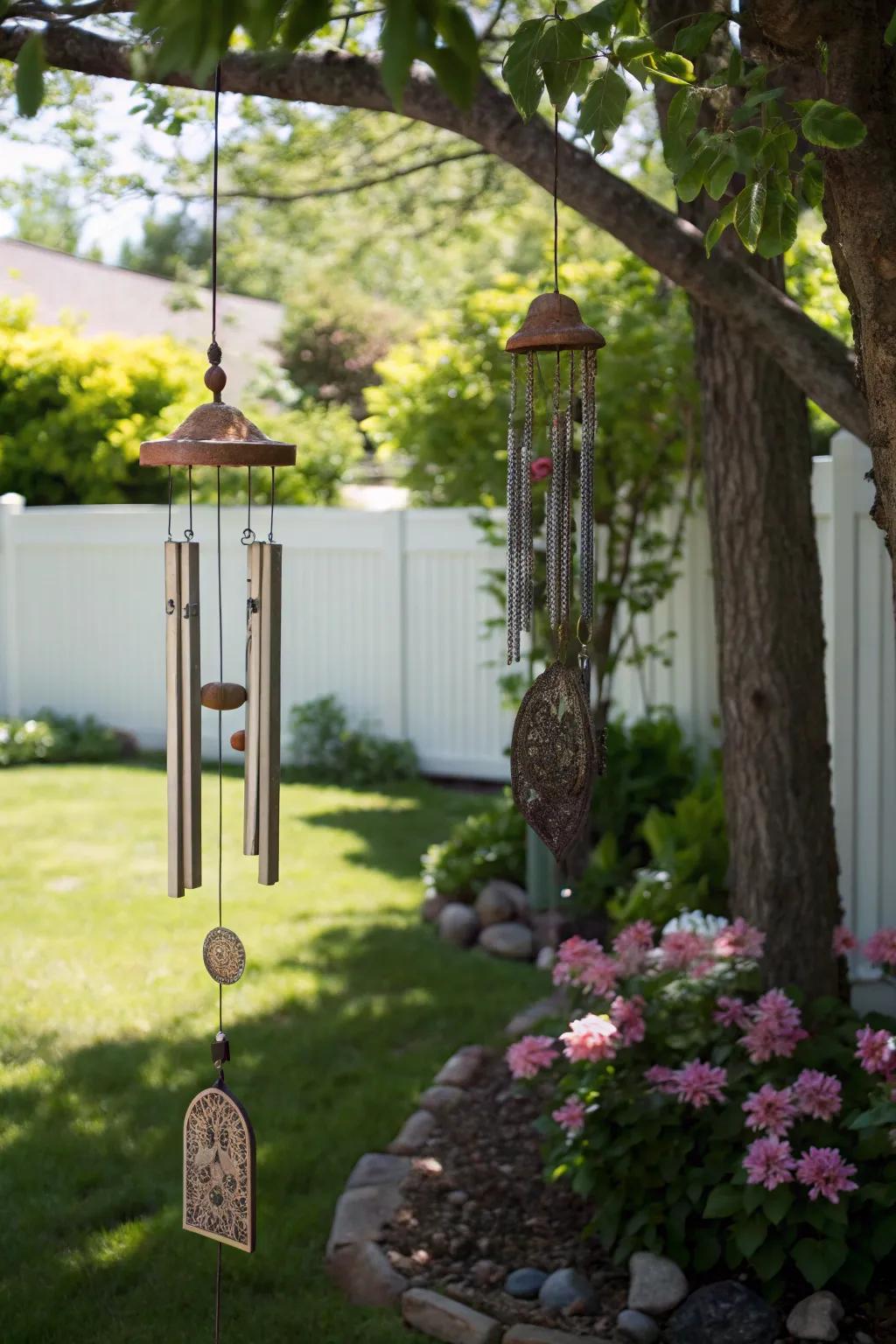 Dynamic atmosphere with soothing wind chimes.