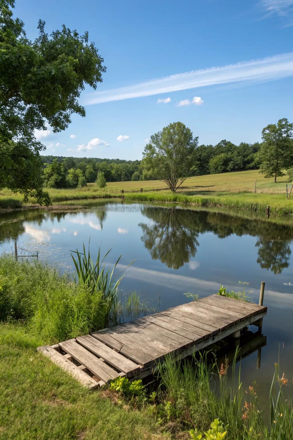 A small dock provides a perfect spot for fishing or lounging.
