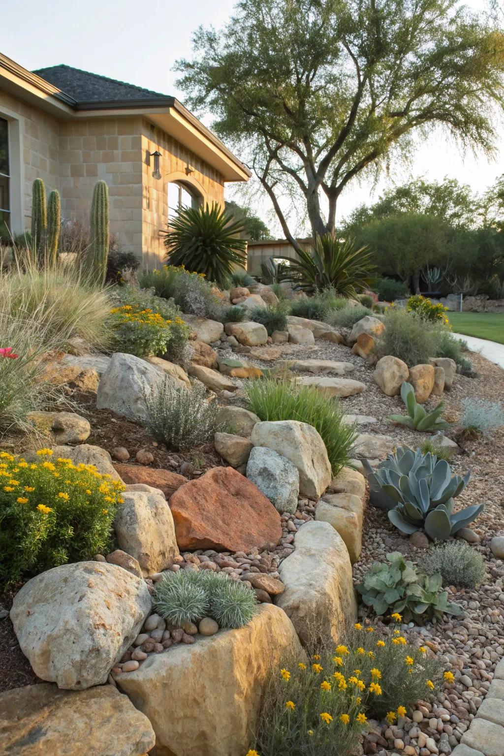 Rock gardens offer low-water, textured appeal