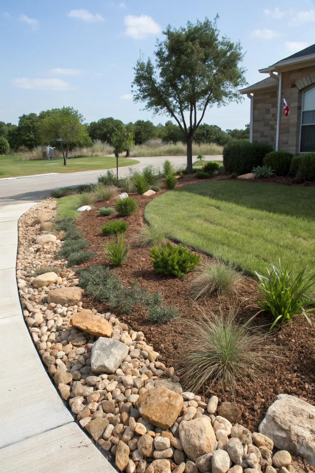 Mulch and rocks conserve water and enhance garden health
