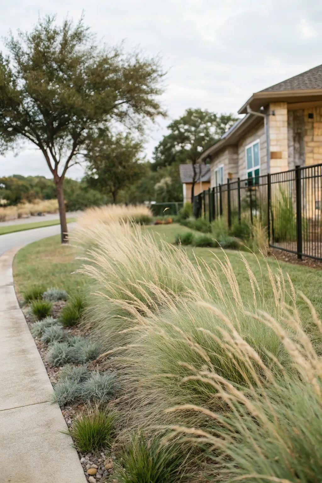 Native grasses bring texture and movement