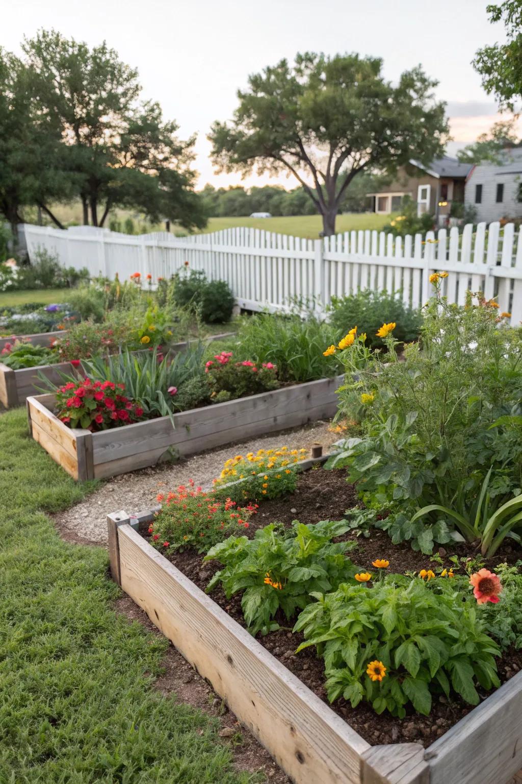 Raised beds improve drainage and display plants
