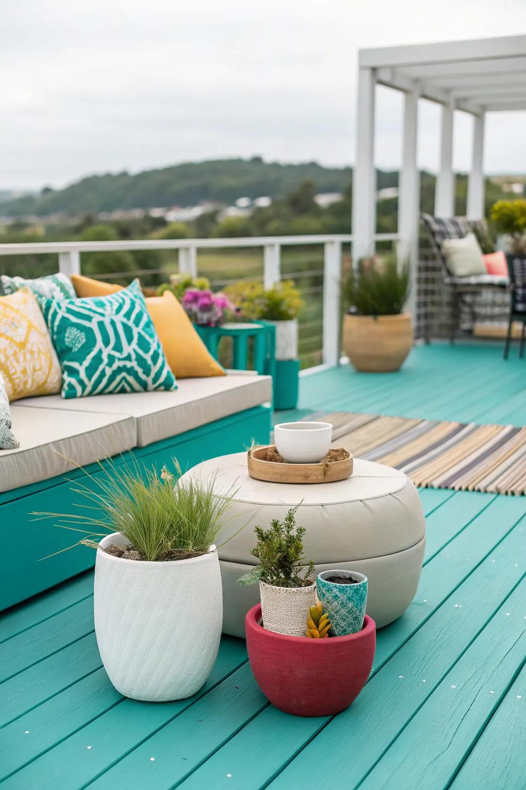 A bold teal deck making a modern and timeless statement.
