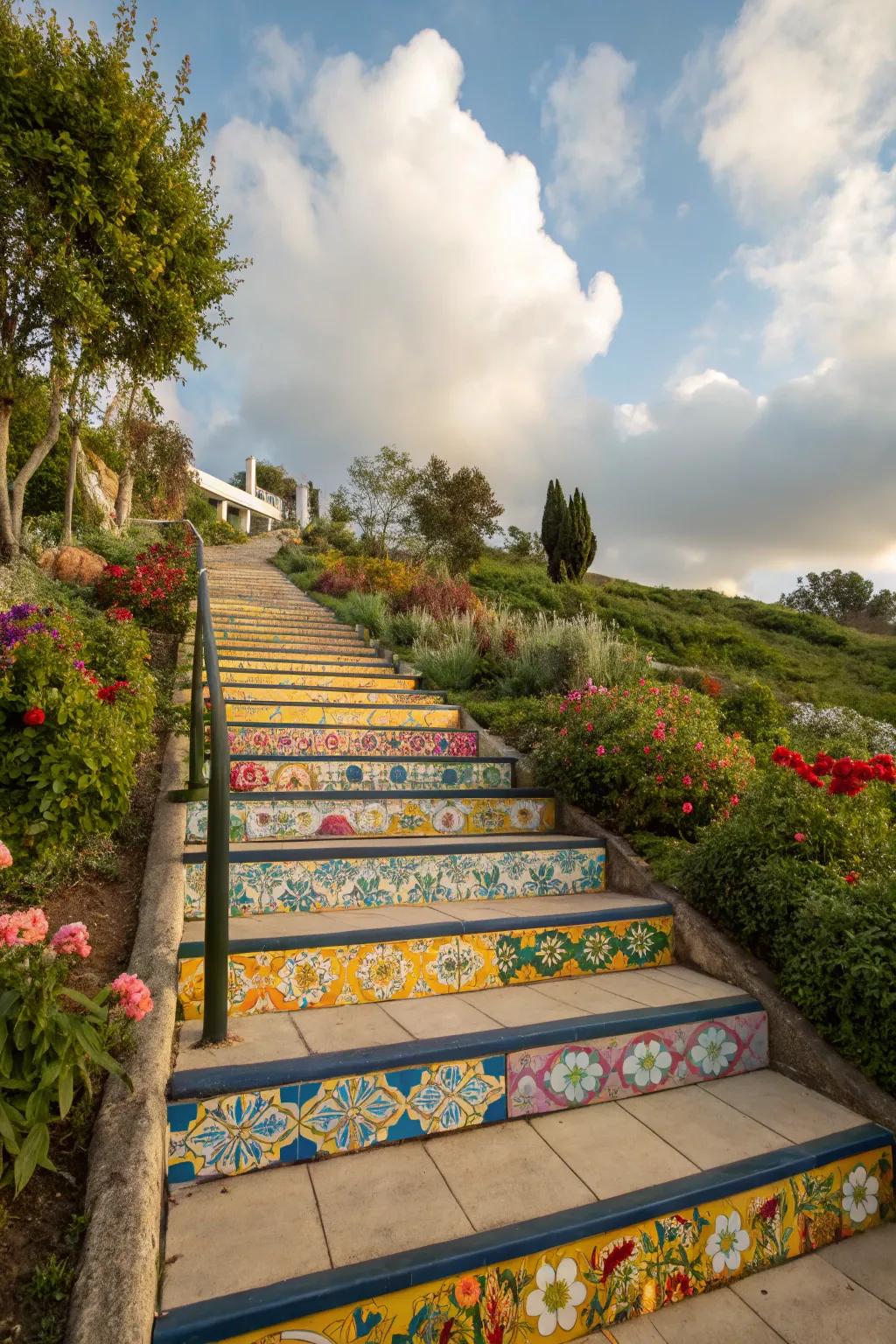 Painted risers offer a colorful update to any staircase.