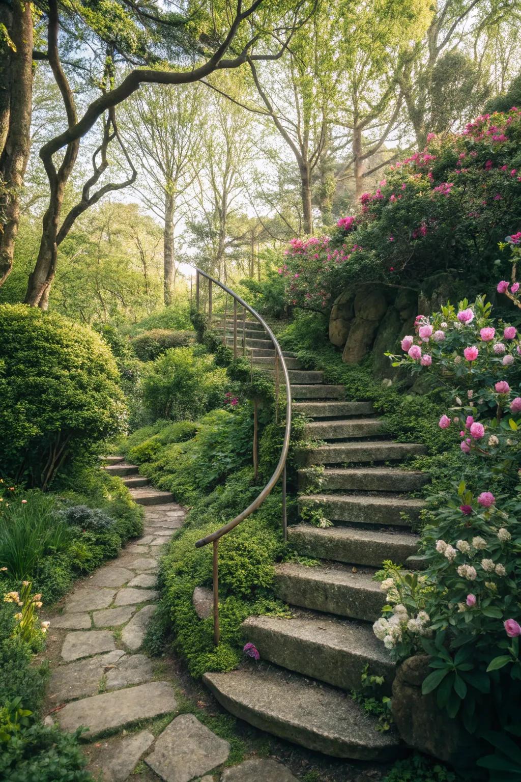 Spiral stairs make the most of limited space while adding charm.