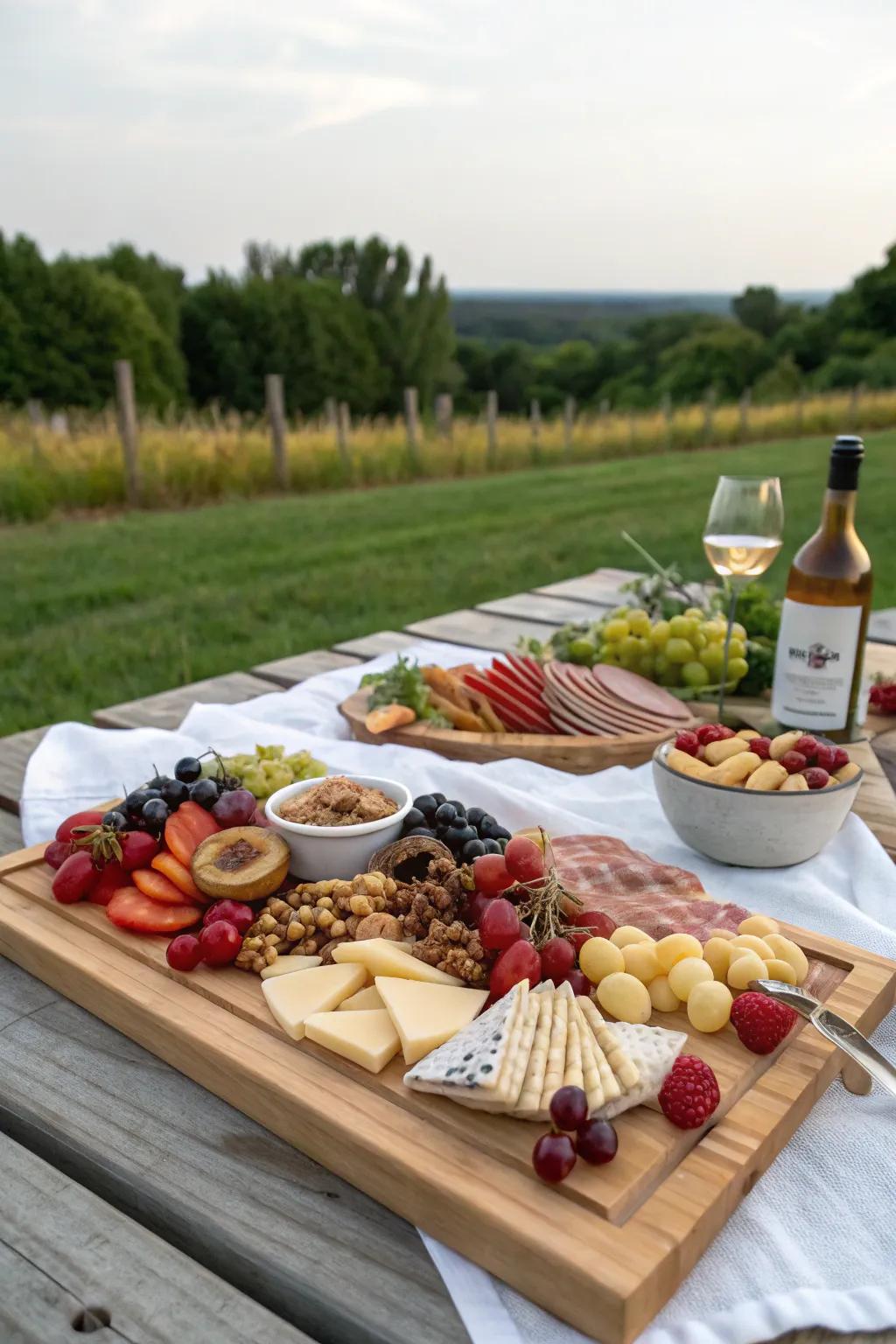 A charcuterie board doubles as decoration and delight.