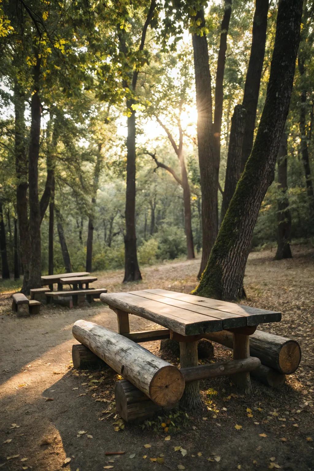 Enhance the natural setting with log seating.