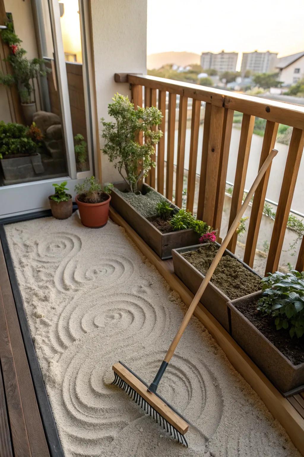 A sand garden invites creativity and meditation.