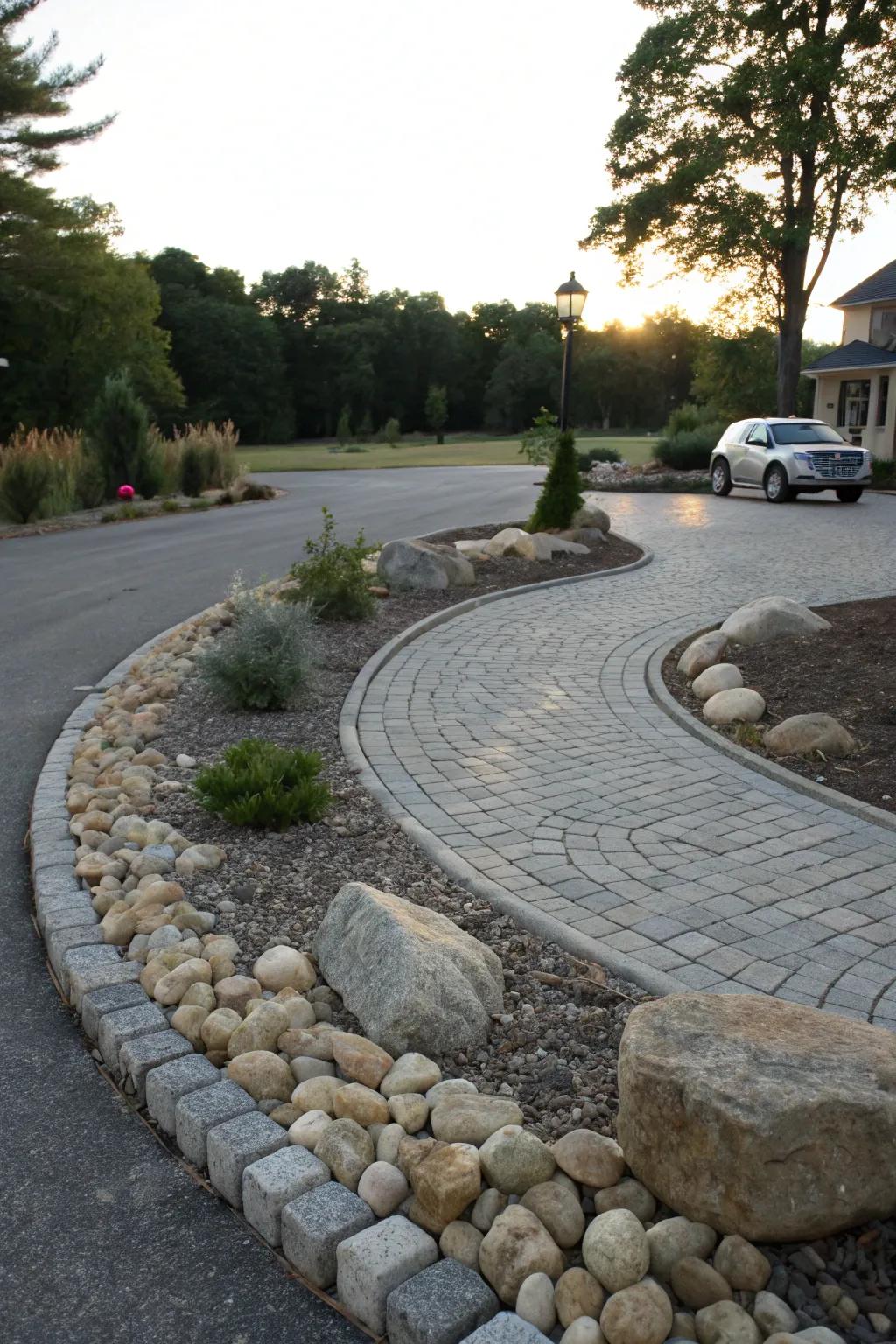 Stone elements add a touch of elegance to your roundabout.
