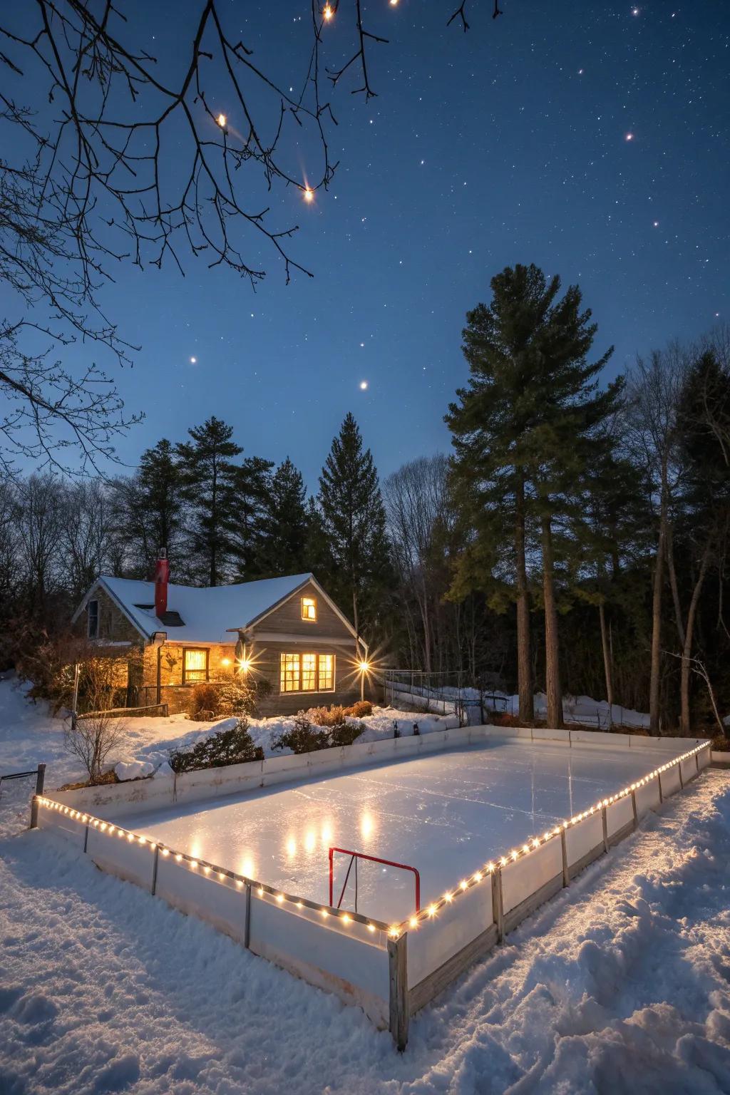 Solar-powered lights create an eco-friendly nighttime glow.