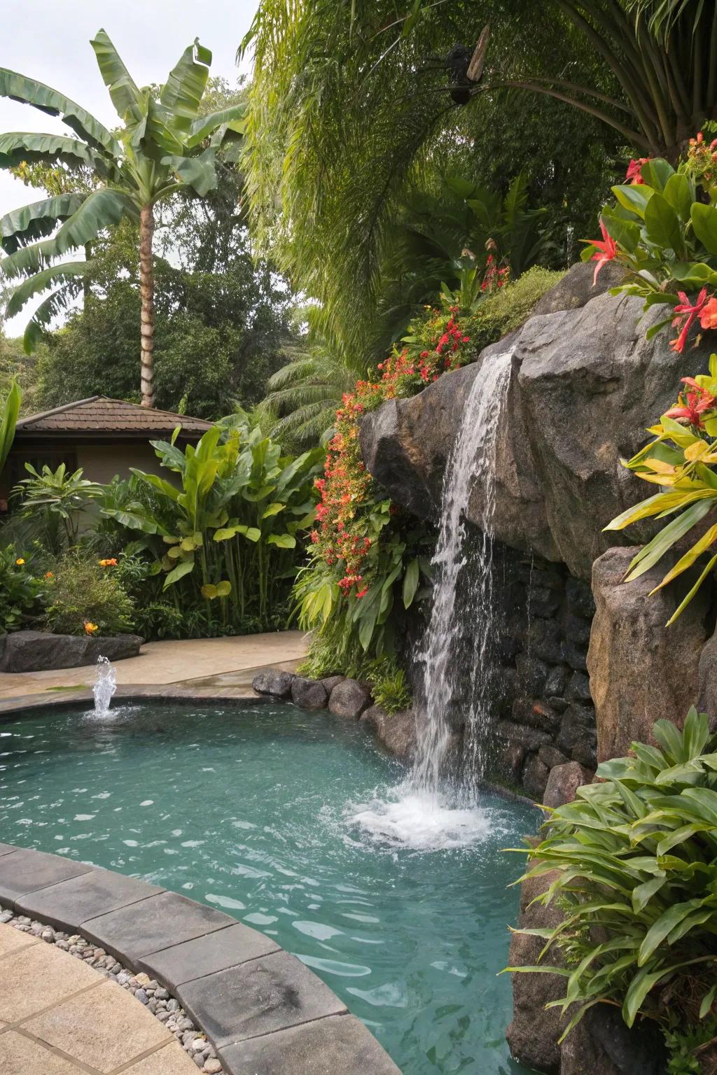 Tropical plants transform your pool into an exotic escape.