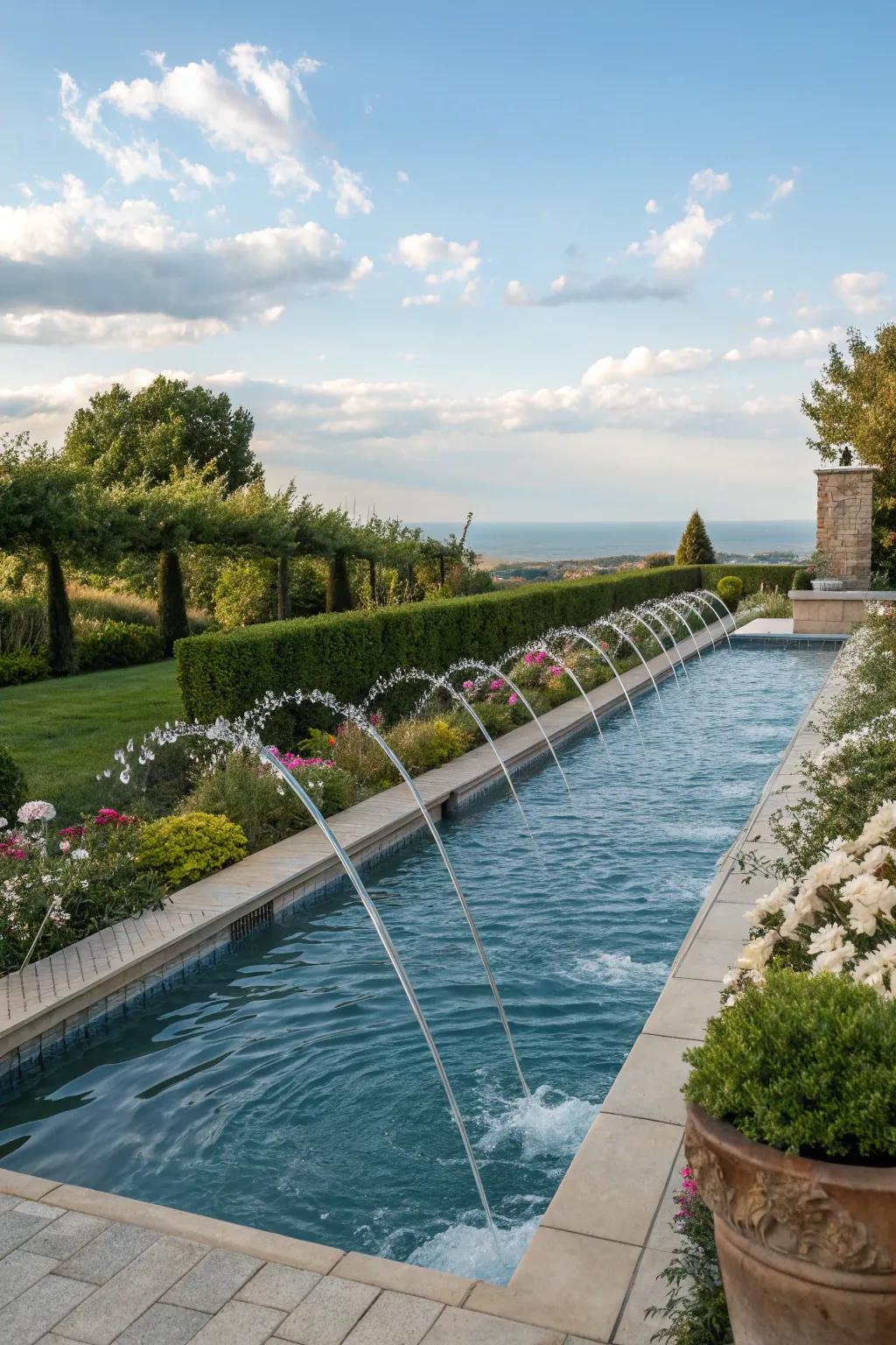 Scuppers and spouts add a refined touch to pool designs.