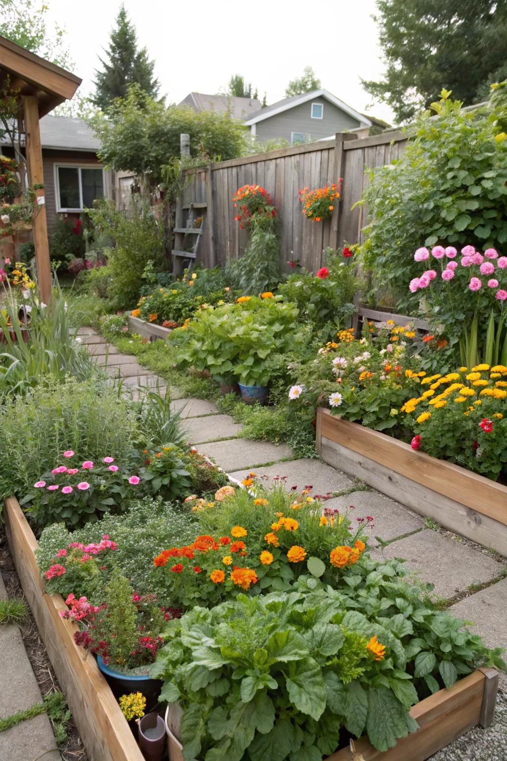 A practical and beautiful garden with edible plants.