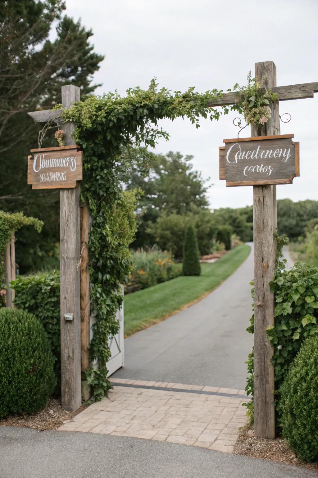 Personalize with custom signage on driveway posts.