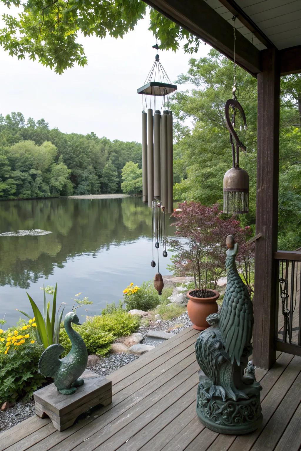 A personalized deck featuring artistic decorations.