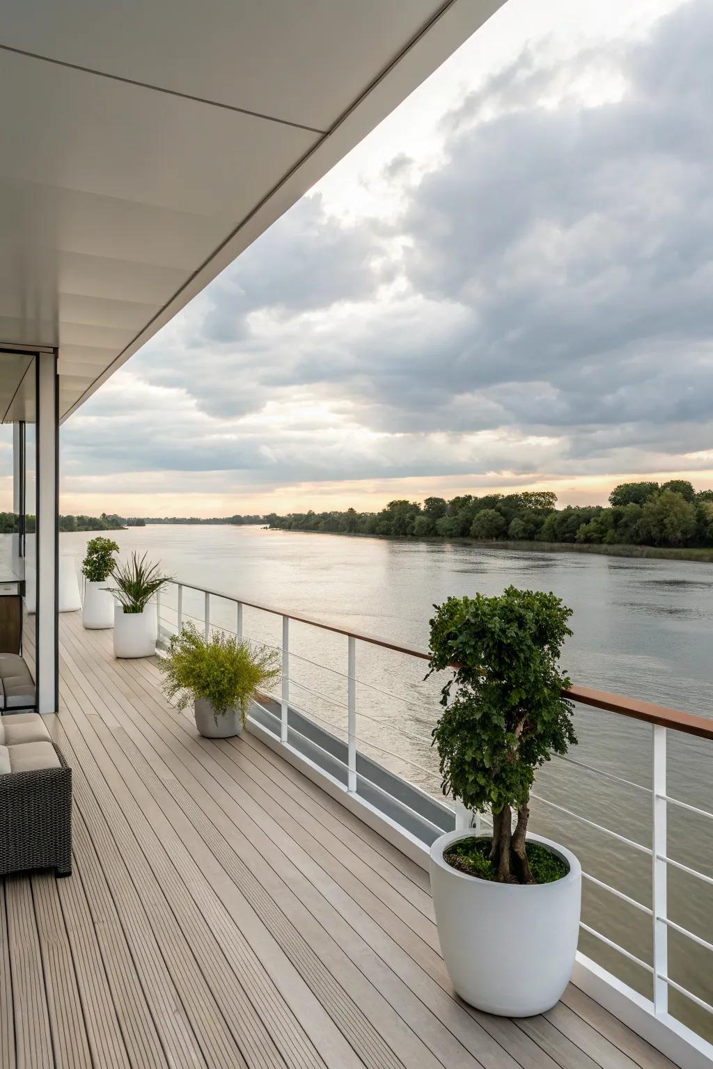 Minimalist deck architecture highlighting natural scenery.