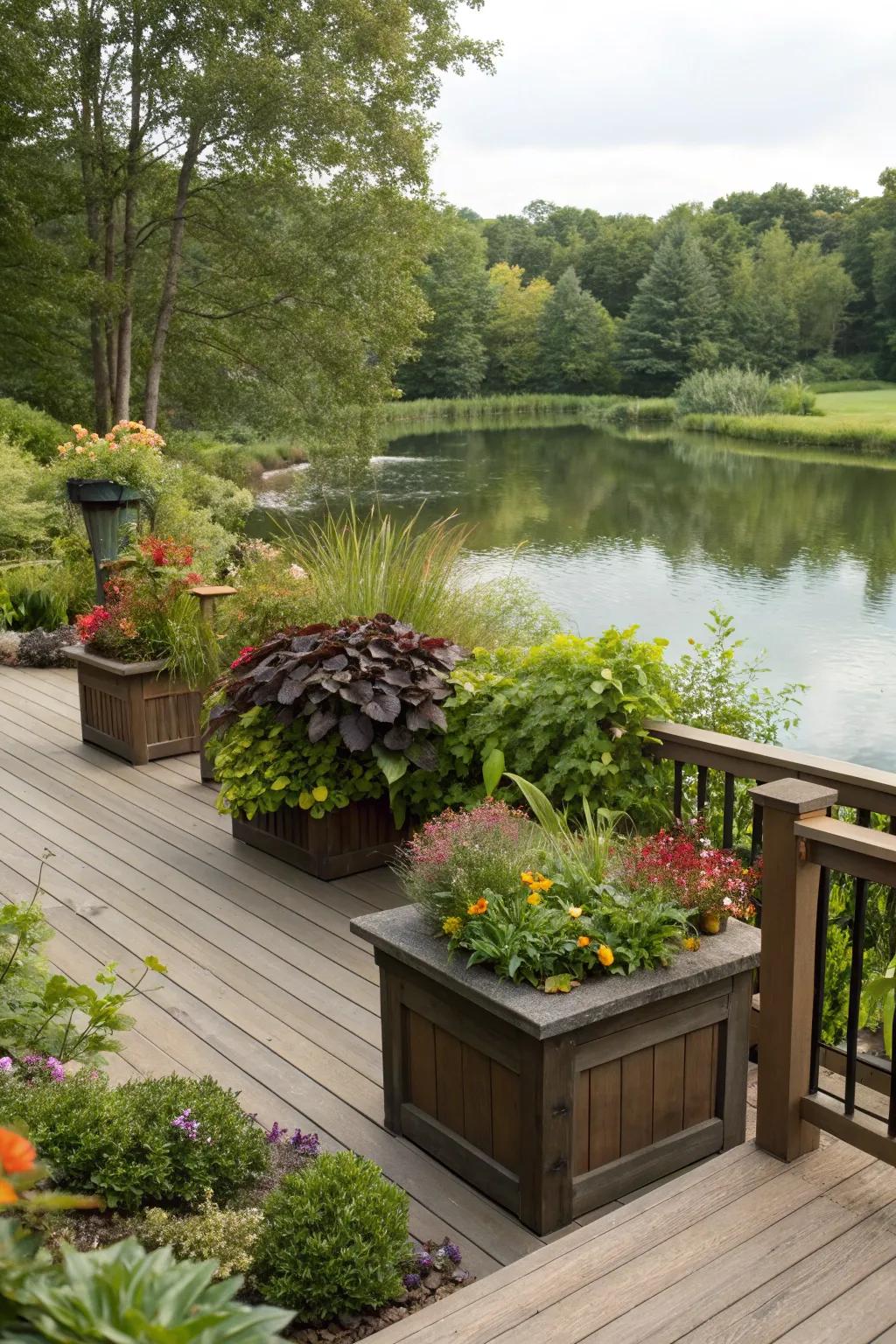 Deck seamlessly blending with native plants.