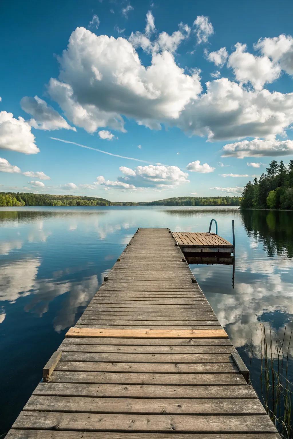 A simple dock providing both access and leisure opportunities by the lake.