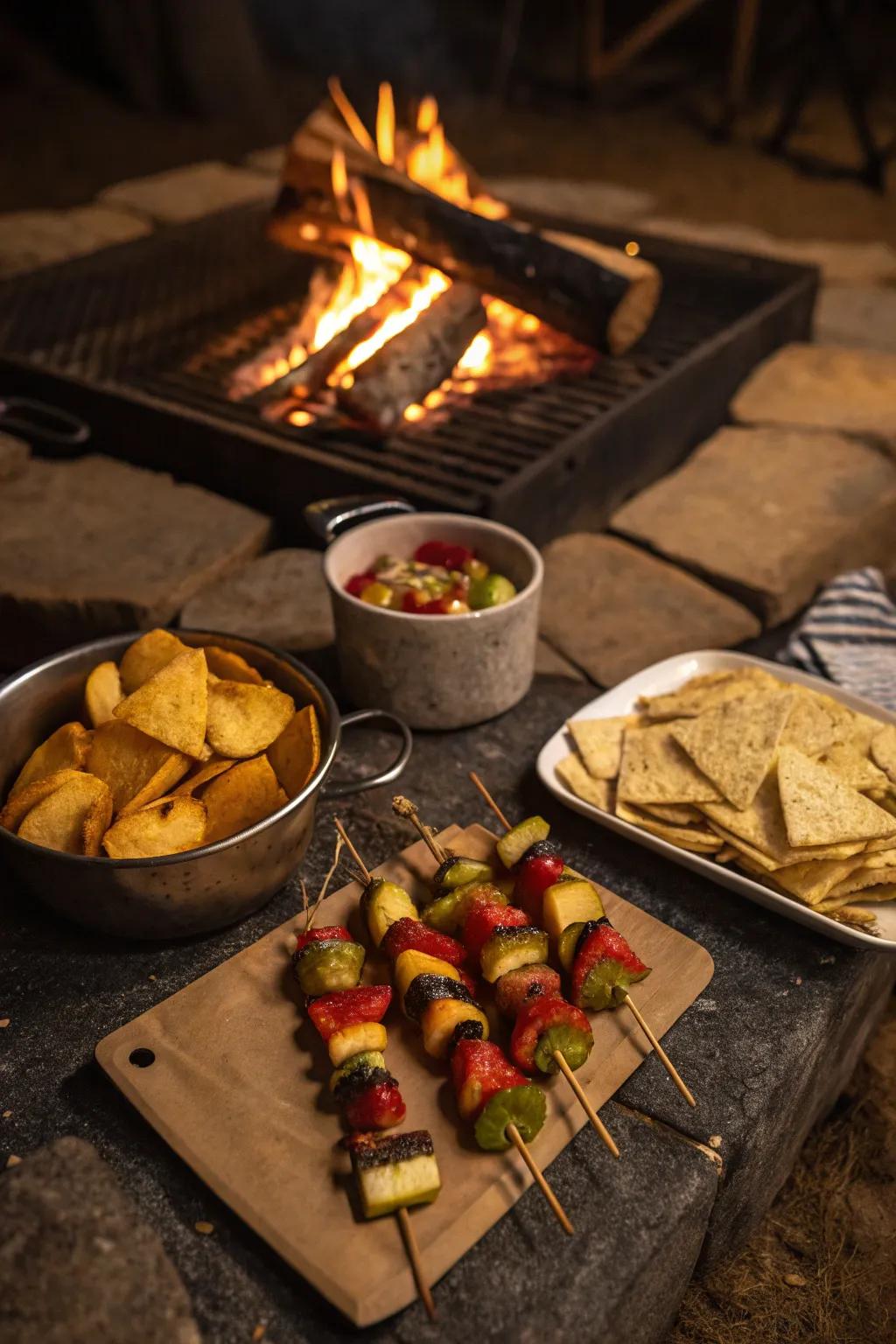Gourmet snacks turn your bonfire into a culinary adventure.