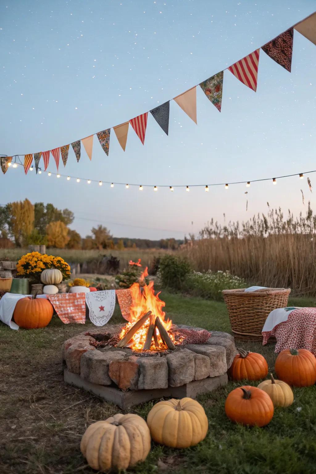 Seasonal decor adds a festive touch to any bonfire party.