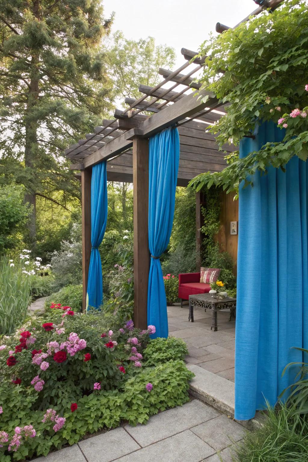 Bold curtains bring a vibrant touch to your outdoor space.